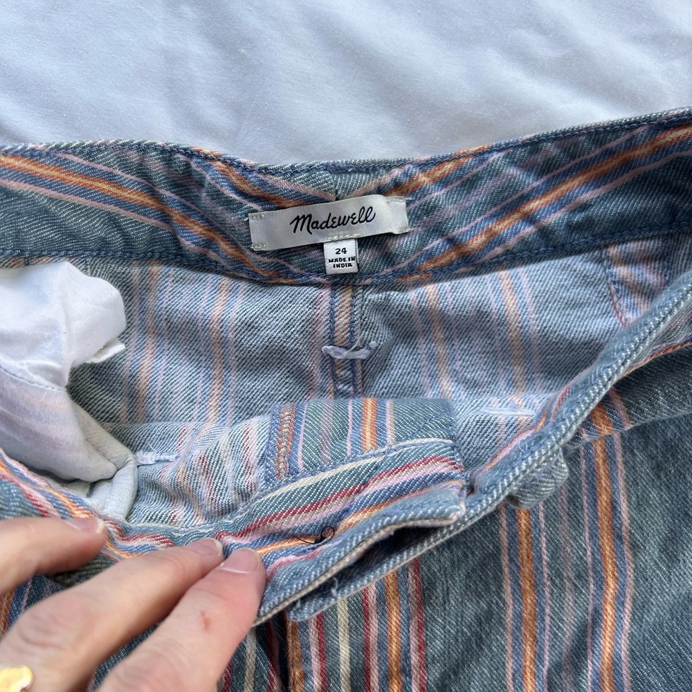 Madewell High Rise Sailor Short Size 24 Striped Multi Color Stretch 3" Inseam - Picture 2 of 7